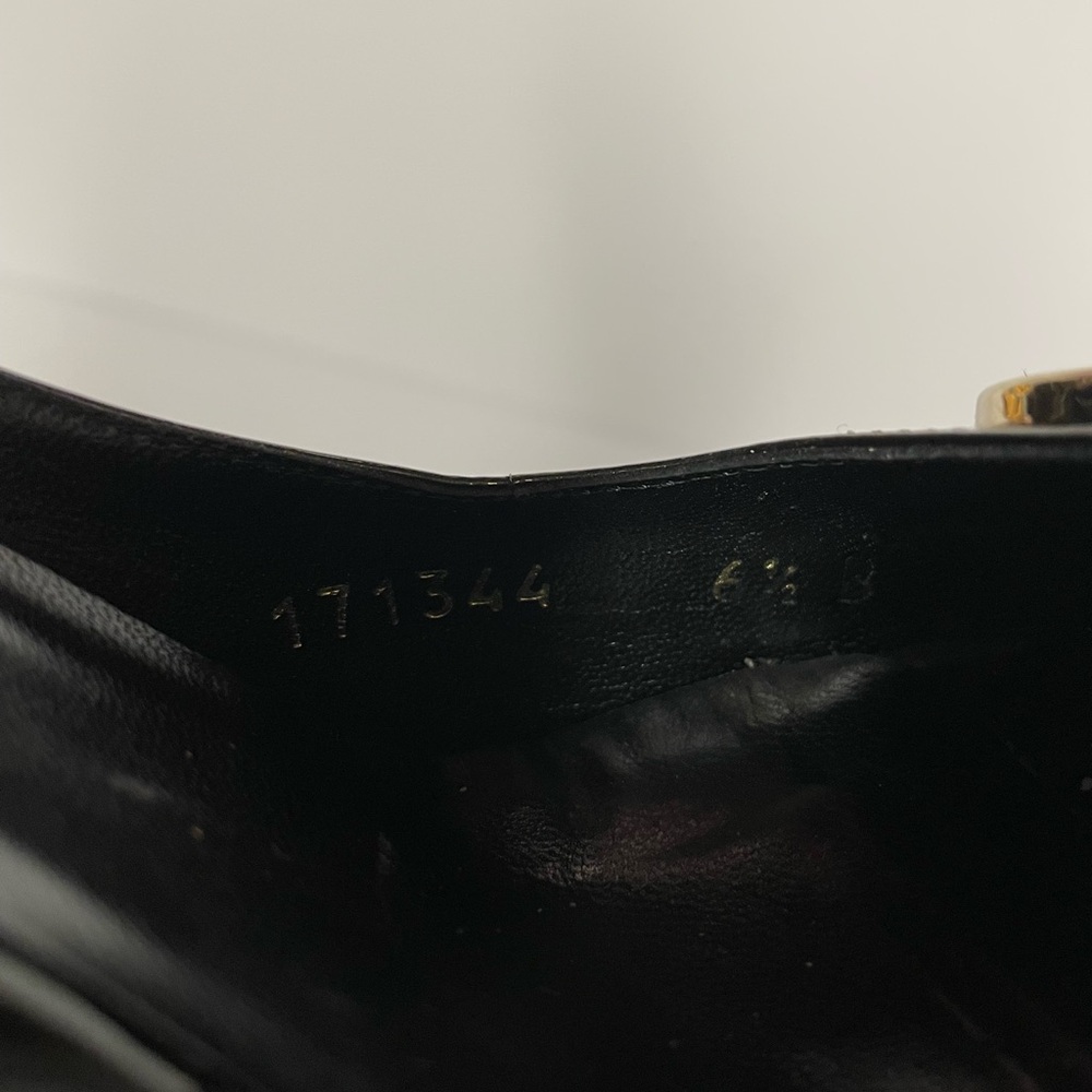 Gucci patent leather ankle strap Black Wedge Sandals pumps heels 6.5 B - Picture 10 of 10